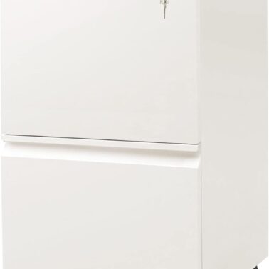 DEVAISE 2 Drawer Mobile File Cabinet with Lock, Commercial Vertical Filing Cabinet for Home Office, White
